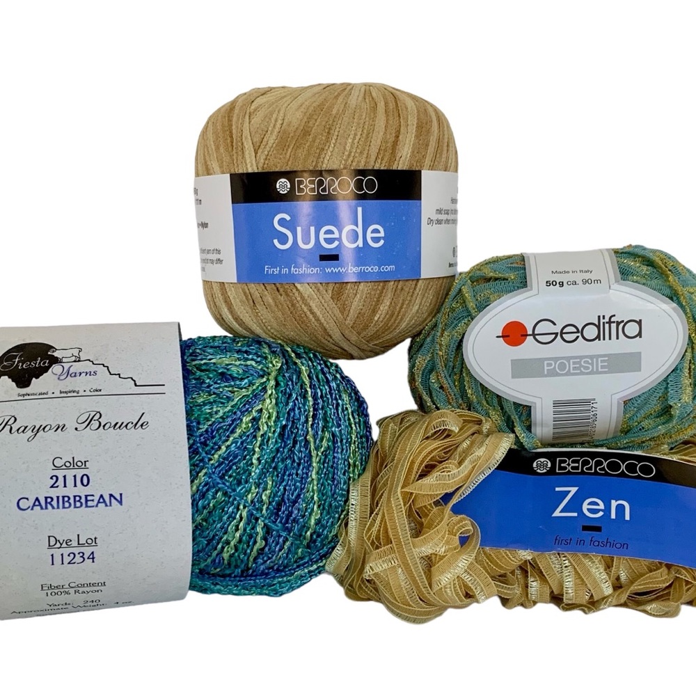 New Lot/4 Skeins Novelty Italian Yarn - Gedifra, Berroco, Fiesta